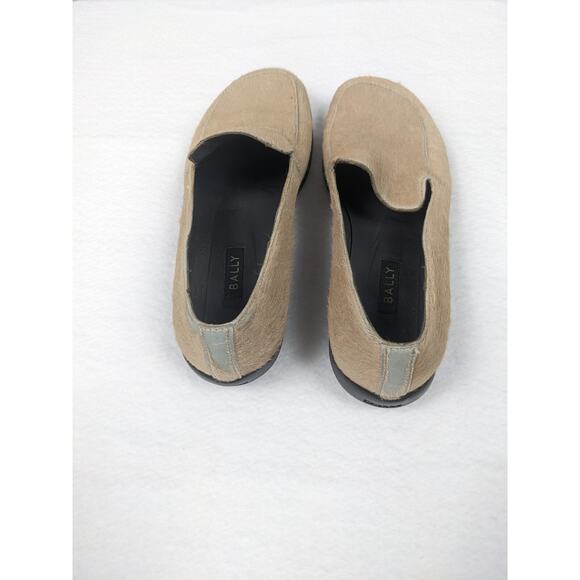 Bally Fregate Loafers Tan Horsehair Calf Hair Fur 7.5 Square Toe Flats 90s